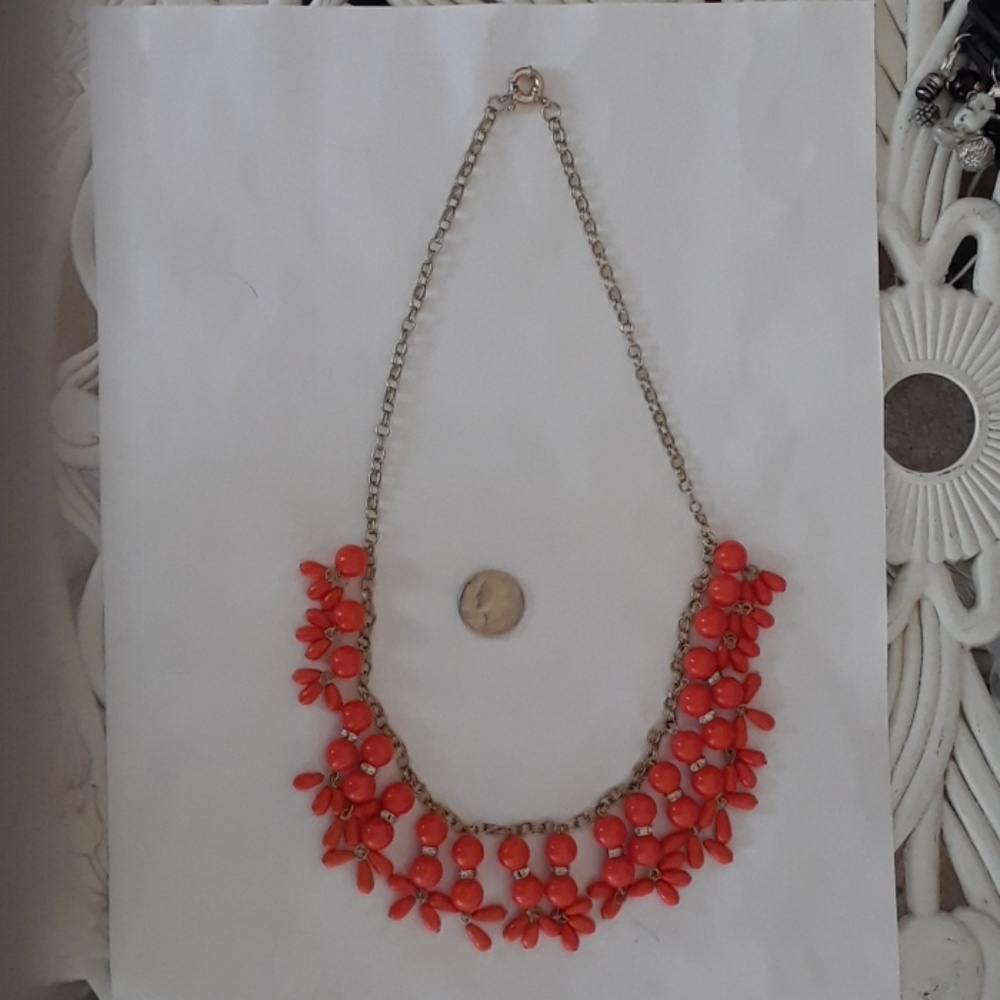 Vintage exotic orange bling necklace.